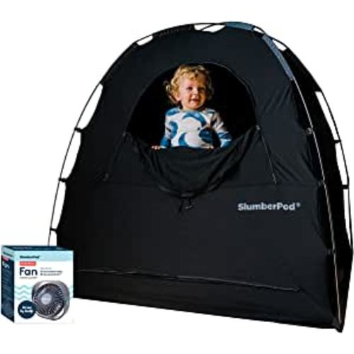 SlumberPod Portable Privacy Pod Blackout Canopy Sleeping Space with Fan Pouch, Zippered Ventilation Windows and USB Fan