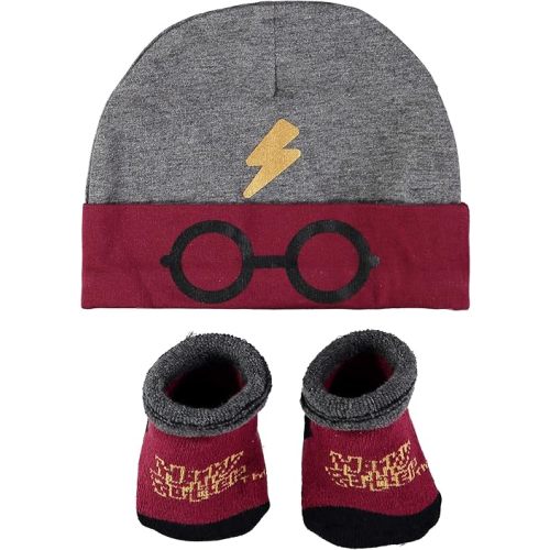 Harry Potter Baby Hat and Bootie Sock Gift Set, Newborn Accessories 0-12 Months