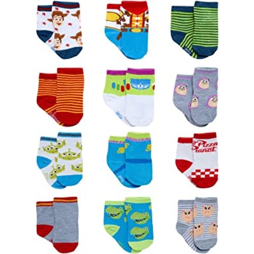 Disney Baby Boys Socks - 12 Pack Soft Newborn Baby Socks Character Prints - Cute Newborn and Infant Socks (0-24M)
