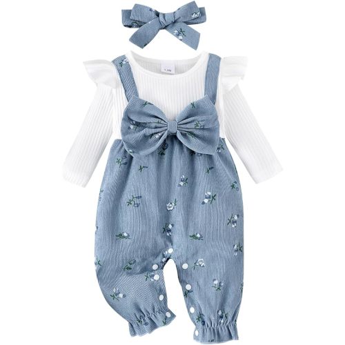 YINGISFITM Newborn Baby Girl Clothes Long Sleeve Romper One Piece Jumpsuit Fall Winter Infant Outfits 0 3 6 9 12 18 Months