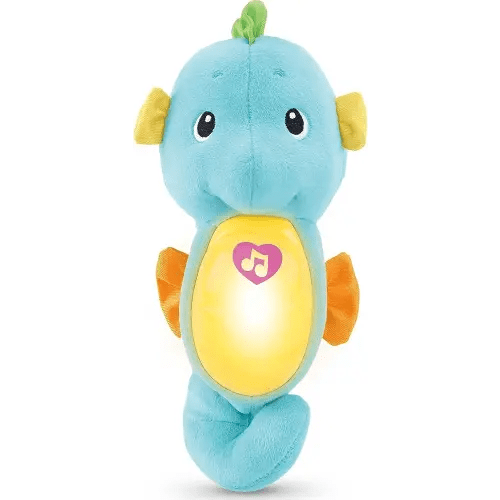 Fisher-Price Musical Baby Toy, Soothe & Glow Seahorse, Plush Sound Machine with Lights & Volume Control for Newborns, Blue