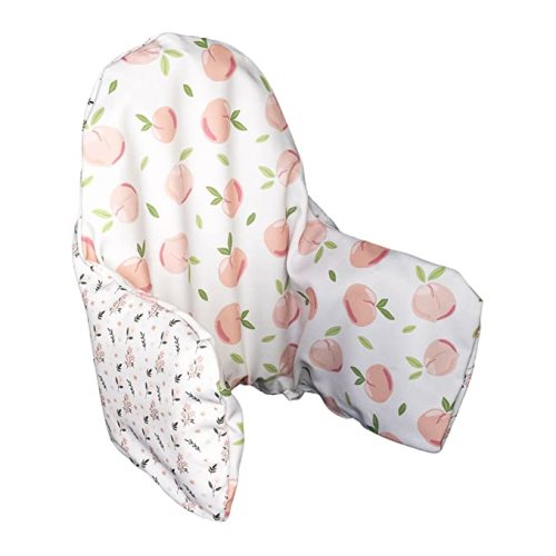 HighChair Cushion Cover Compatible with IKEA HIGH CHAIR CUSHION | Removable and Reversible High Chair Cover for Ikea Antilop High Chair Accessories | Inflatable Insert NOT Included | (Flowers-Peaches) - Flowers/Peaches