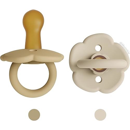 Moonkie Pacifiers Set of 2 | One-Piece Design Baby Pacifier with Large Air Holes | BPA-Free Safe Silicone Soother | 6 Months Up