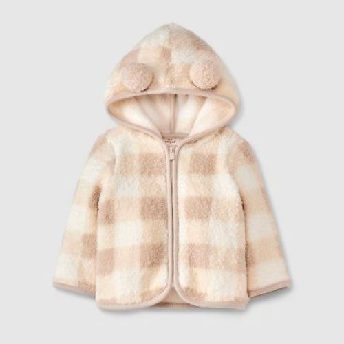 Baby Faux Fur Layered Jacket - Cat & Jack™ Light Beige Newborn