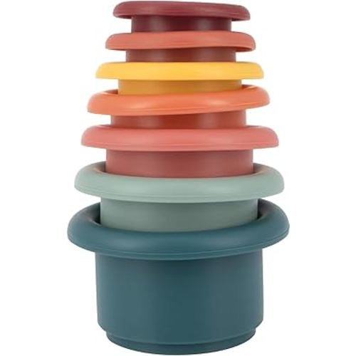 Nuby Soft Silicone Stacking Cups - 7-Piece Toddler Toy for Hand-Eye Coordination and Early Development - 12+ Months (Colors May Vary)