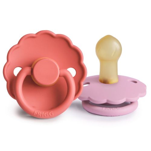 Frigg Daisy Natural Rubber Pacifier 2-pack Cotton Candy/sandstone 6-18 Months