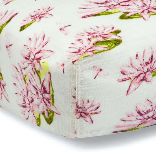 Water Lily Bamboo Muslin Fitted Crib Sheet