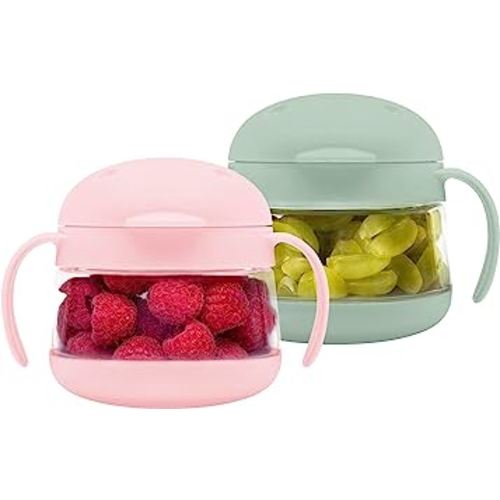 Ubbi Tweat No Spill Snack Container for Kids, BPA-Free Tritan, Toddler Snack Container, Sage & Pink