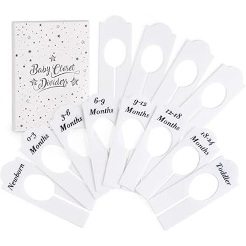 Lemonfilter Baby Closet Dividers, 12 Pack Baby Clothes Organizer Double-Sided Minimalist Cute Design, Nursery Decor Clothes Hanger Dividers for Baby Clothes from Newborn to 24 Month