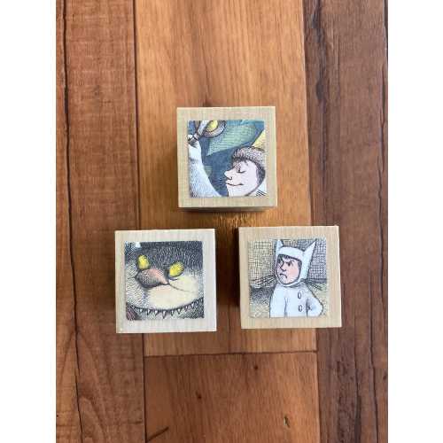 3 Large Where the Wild Things Are Wooden Blocks, 2 inch blocks