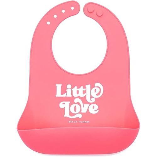 Bella Tunno Wonder Bib – Waterproof Silicone Bibs for Boys & Girls, Non-toxic & BPA Free Silicone Baby Bibs & Toddler Bibs with Adjustable Neck, Easy to Clean (Little Love)
