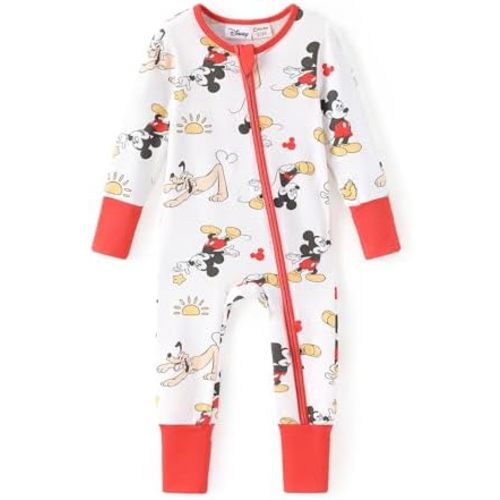 Disney Princess Ariel Belle Moana Mickey Minnie Baby Organic Cotton Footie Zipper Pajamas Newborn Infant Romper