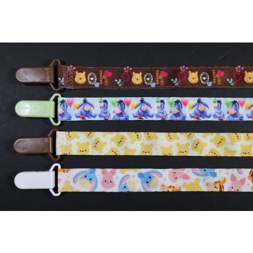 Pacifier Clip: Winnie the Pooh, Eeyore, Tigger, Piglet | boy & girl ribbon paci holder, baby shower gift, binky soothie