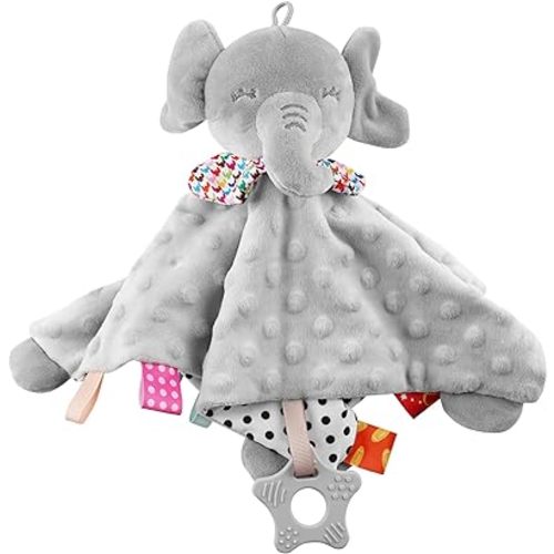 Elephant Baby Lovey for Unisex Newborn Baby Security Blanket for Boys and Girls,Soft Lovie Baby Gifts Multi-Purpose Stuff Snuggle Toy,Elephant Stuffed Animal Grey