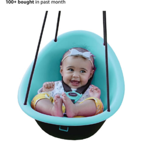 Swurfer Kiwi Toddler Swing – Comfy Baby Swing Outdoor, 3-Point Adjustable Safety Harness, Safe Quick Click Locking System, Foam-Lined Shell, Blister-Free Rope, Easy Installation, Age 9 Months and Up