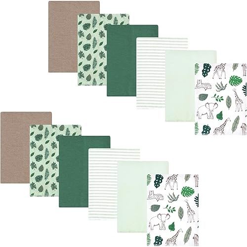 Hudson Baby Unisex Baby Flannel Burp Cloth 12pk, Jungle, One Size