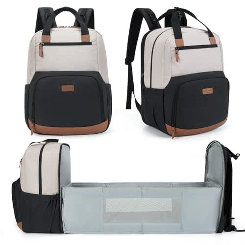 mommore Diaper Bag Backpack with Changing Station Large Travel Diaper Bags Unisex Baby Bag with Changing Pad, Stroller Straps