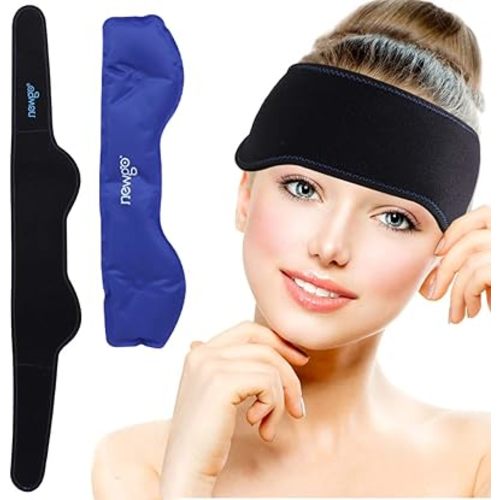 NEWGO Headache Ice Pack Head Wrap for Migraines, FSA or HSA Eligible Cold Pack Head Ice Therapy Wrap for Headache Relief, Tension, Sinus Pain, Chemo, Head Injuries