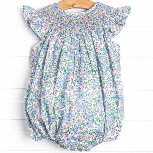 Perfect Petals Smocked Bubble, Blue – Stitchy Fish