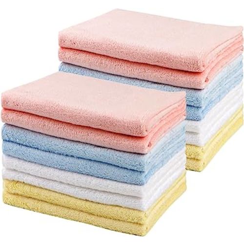 HOMEXCEL Burp Cloths for Baby 16 Pack-Extra Absorbent Soft Coral Fleece Burping Cloths for Newborn Girl Boy-20 x 10 Inch Large Baby Washcloths Gentle on Baby Sensitive Skin