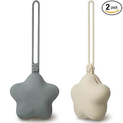 Moonkie Silicone Pacifier Holder Case, Cute Portable Pacifier Storage Case, 2 Pack