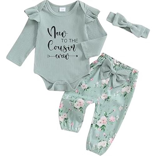 Baby Girl Clothes Newborn Little Sister/Hello World Outfit Long Sleeve Romper Pants Set Preemie Baby Girl Clothes