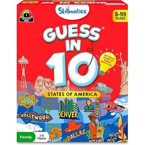 Skillmatics Guess in 10 States of America, Educational Travel Toys, Christmas Stocking Stuffers for Boys, Girls, and Kids Who Love Card Games, Geography and History, Gifts for Ages 8, 9, 10 and Up
