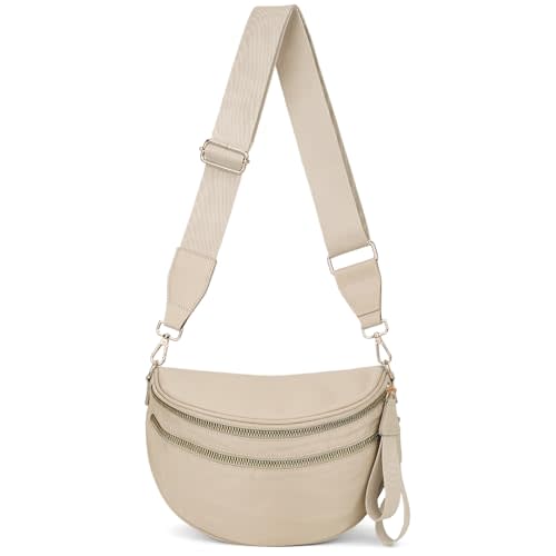 hibear Checkered Crossbody Bag Spacious Bum Bags for Women Nylon Crossbody Fanny Packs Checkered Purse Belt Wallet