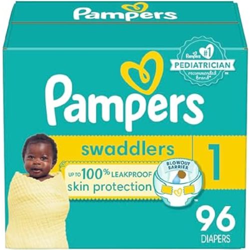Pampers Baby Diapers - Swaddlers - Size 1, 96 Count, Ultra Absorbent Disposable Infant Diaper
