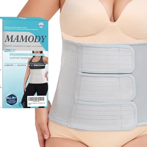 Postpartum Recovery Abdominal Binder Belly Band for Natural Delivery & C-Section Recovery, 9" High Compression Wrap