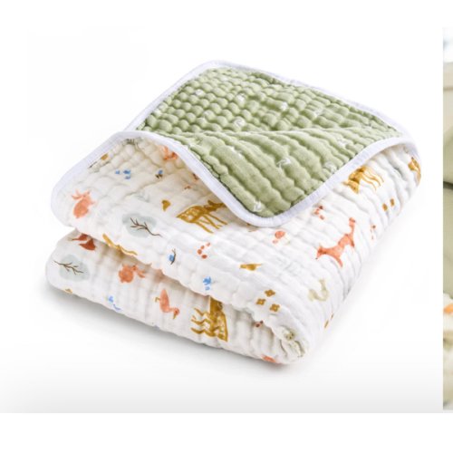 Sage Woodland Cotton Muslin Dream Baby Blanket | aden + anais