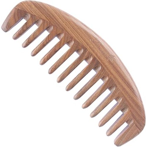Wide Tooth Hair Comb - Natural Detangling Wooden Comb for Curly Hair - No Static Sandalwood Comb for Women and Men