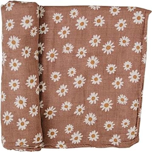 Mebie Baby Daisy Dream Muslin Swaddle, Modern and Neutral Swaddle Blanket for Baby Girl or Boy, Soft Baby Blankets, Newborn Swaddle Blanket, 0-3 Month, Comfy Wrap, Baby Essentials & Gifts