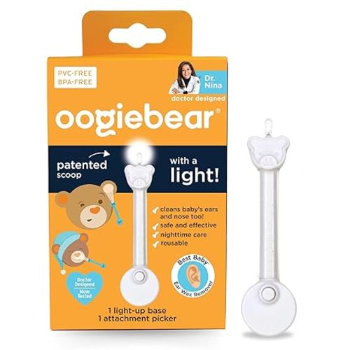 oogiebear Baby Nose Cleaner & Ear Wax Removal Tool - Safe Booger & Earwax Removal for Newborns, Infants, Toddlers - Dual-Ended - Essential Baby Stuff