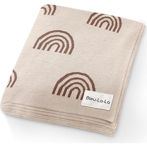 Baby Blanket for Girls and Boys - 100% Cotton Buttery Soft Cozy Receiving Swaddle Crib Stroller Blanket for Shower Gift Registry for Newborns, Infants, Toddlers (Rainbow - Taupe)