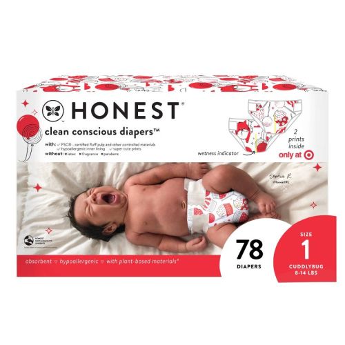 The Honest Company Clean Conscious Disposable Diapers In-red-ibly Delicious & So Fetch - Size 3 - 62ct