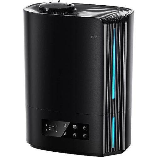 BREEZOME 6L Humidifiers for Bedroom Large Room & Essential Oil Diffuser, Ultrasonic Top Fill Cool Mist Humidifiers for Baby, Plants, Nursery Last up to 60 Hours, Smart Humidistat Control, Quiet, Black