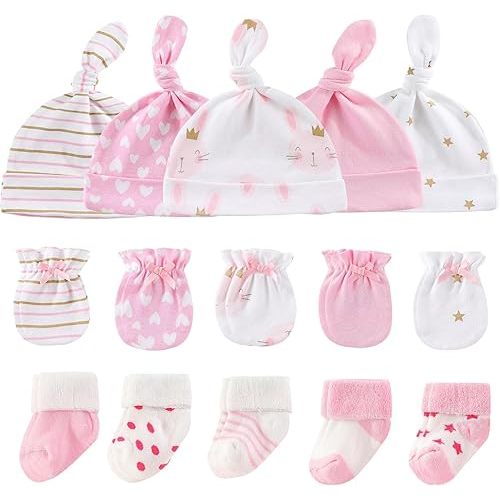 Baby Hats Mittens and Socks Set Cotton Newborn Hat Beanie Soft Infant Girls Boys Caps Gloves 0-6 month