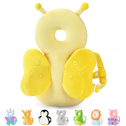 JunNeng Baby Head Protector Backpack, Toddler Walking Fall Head Protection,Yellow Butterfly
