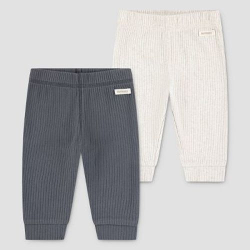 Baby Huggies 2pk Pants - White/Gray 3M: Organic Cotton, Lightweight Knit, Pull-On, Ankle Length