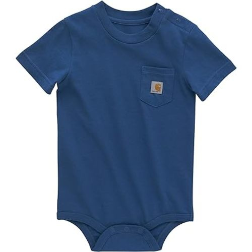 Carhartt Unisex Baby Short-sleeve Bodysuit Pocket T-shirt OnesieShort-Sleeve Bodysuit Pocket T-Shirt Onesie - 9M - Deep Lagoon Blue