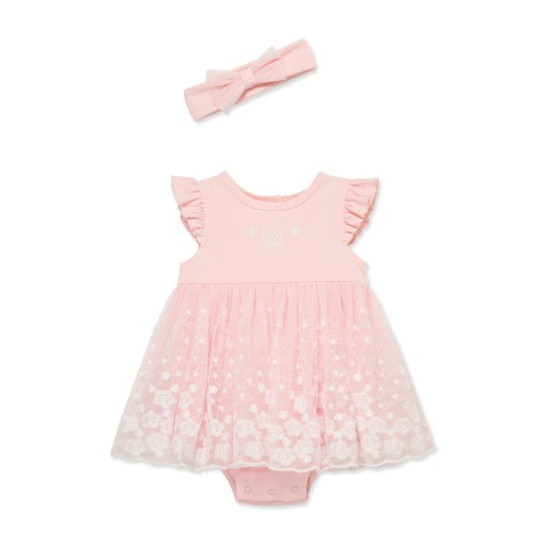 Floral Border Skirted Bodysuit & Headband Set