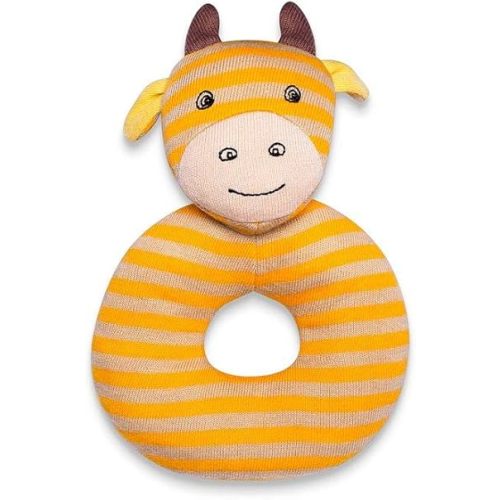Organic Farm Buddies Apple Park George Giraffe Teething Rattle, Baby Toy for Infants - Hypoallergenic, 100% Organic Cotton
