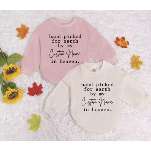 Hand Picked For Earth By My Grandma In Heaven Romper Sweatshirt, Baby Romper Shirt, Baby Announcement Romper, Infant Clothing