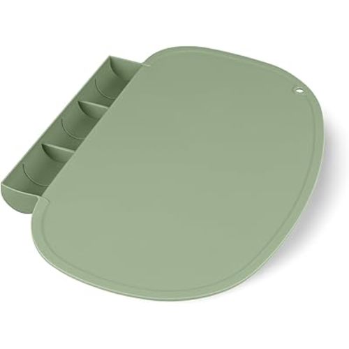Silicone Placemat for Baby, Silicone Tablemats with Food Catching Pocket, Non-Slip Silicone Placemat for Restaurants Home Travel (Sage)