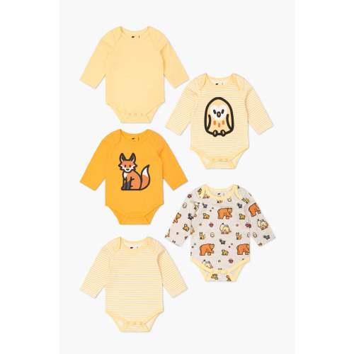 5-Pack Long Sleeve Bodysuit Bundle - Organic Baby Clothes - Monica + Andy