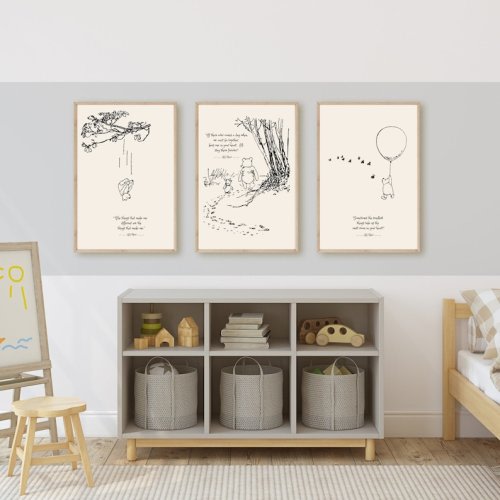 Whinnie the Pooh Classic Pooh Print 3 Piece Wall Art Winnie - Etsy