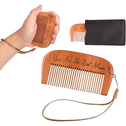 Labor Comb Set, Birth Wooden Engraved Comb Birthing Comb for Labor Childbirth Hair Comb with Storage Bag & Lanyard Pregnancy Comb Labor and Birthing Essentials Gifts for Women