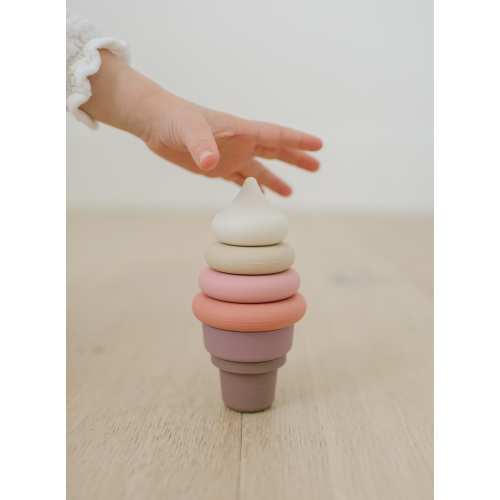 Silicone Stacking Ice Cream Toy - Safe Multipurpose Montessori Baby Beach Toys , Play toys | Fun Baby Shower Gift for New Mom & Dad