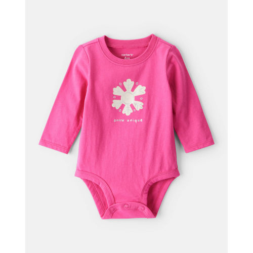 Baby Girl Snowflake Long-Sleeve Graphic Bodysuit - Pink - Carter's | Carter's